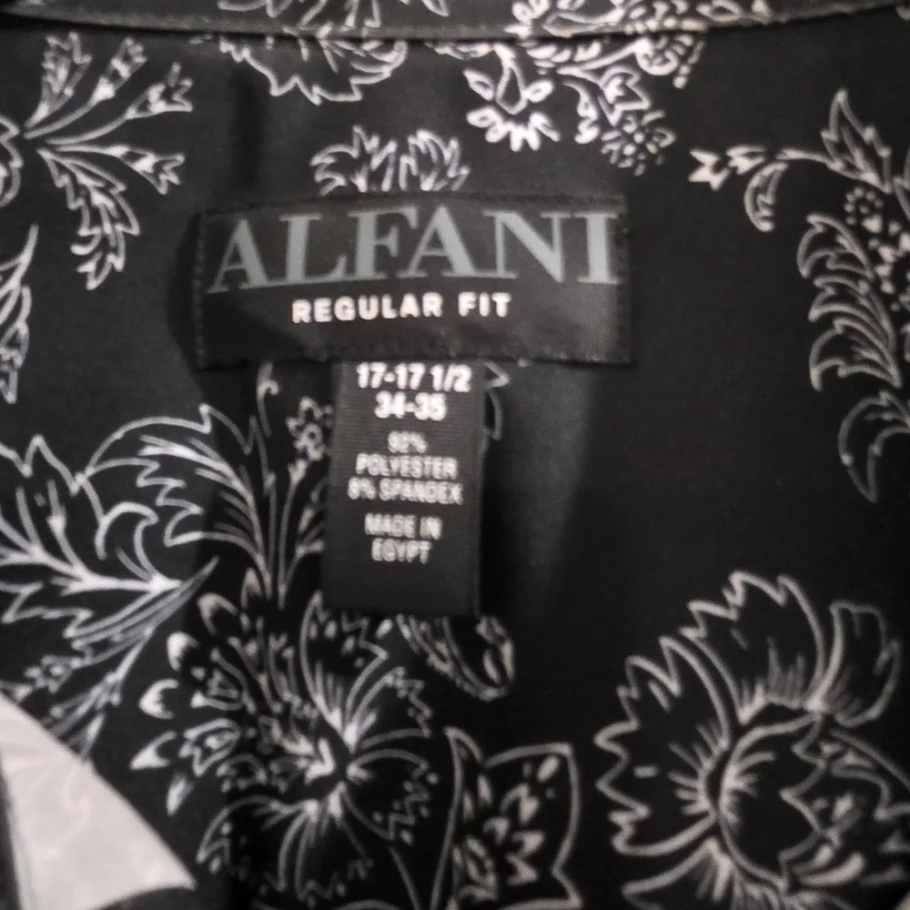 Alfani Black and White Floral Shirt - Picture 2 of 5